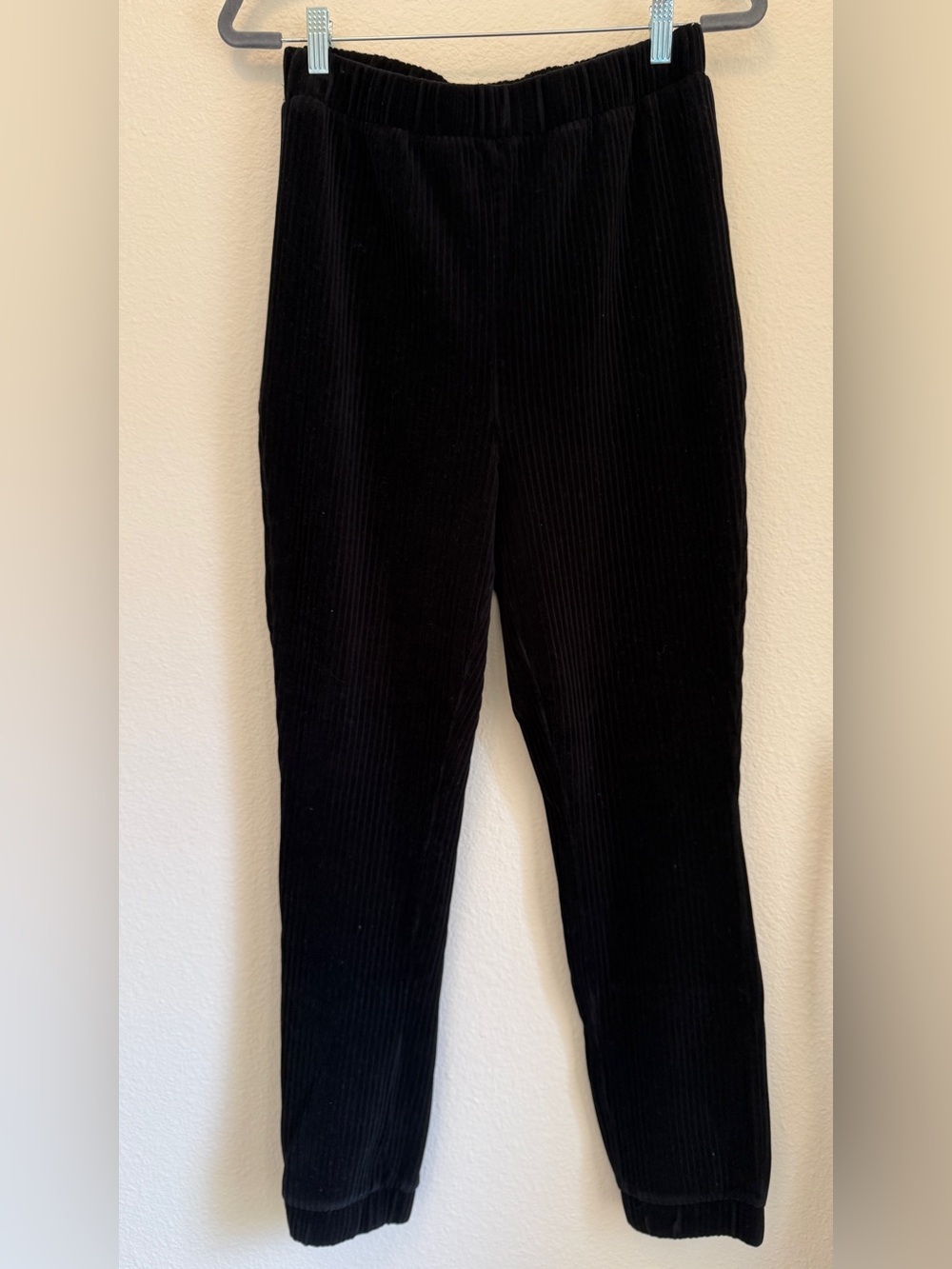BBJ Los Angeles Boom Boom Jeans Black Ribbed Velour High Rise Joggers L